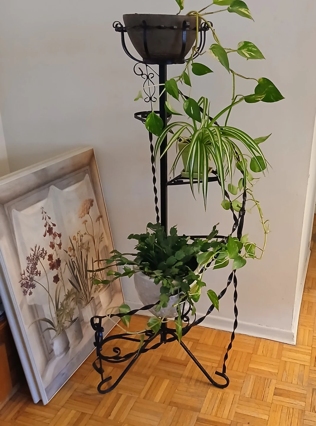 Vintage wrought iron Tiered Plant Stand
