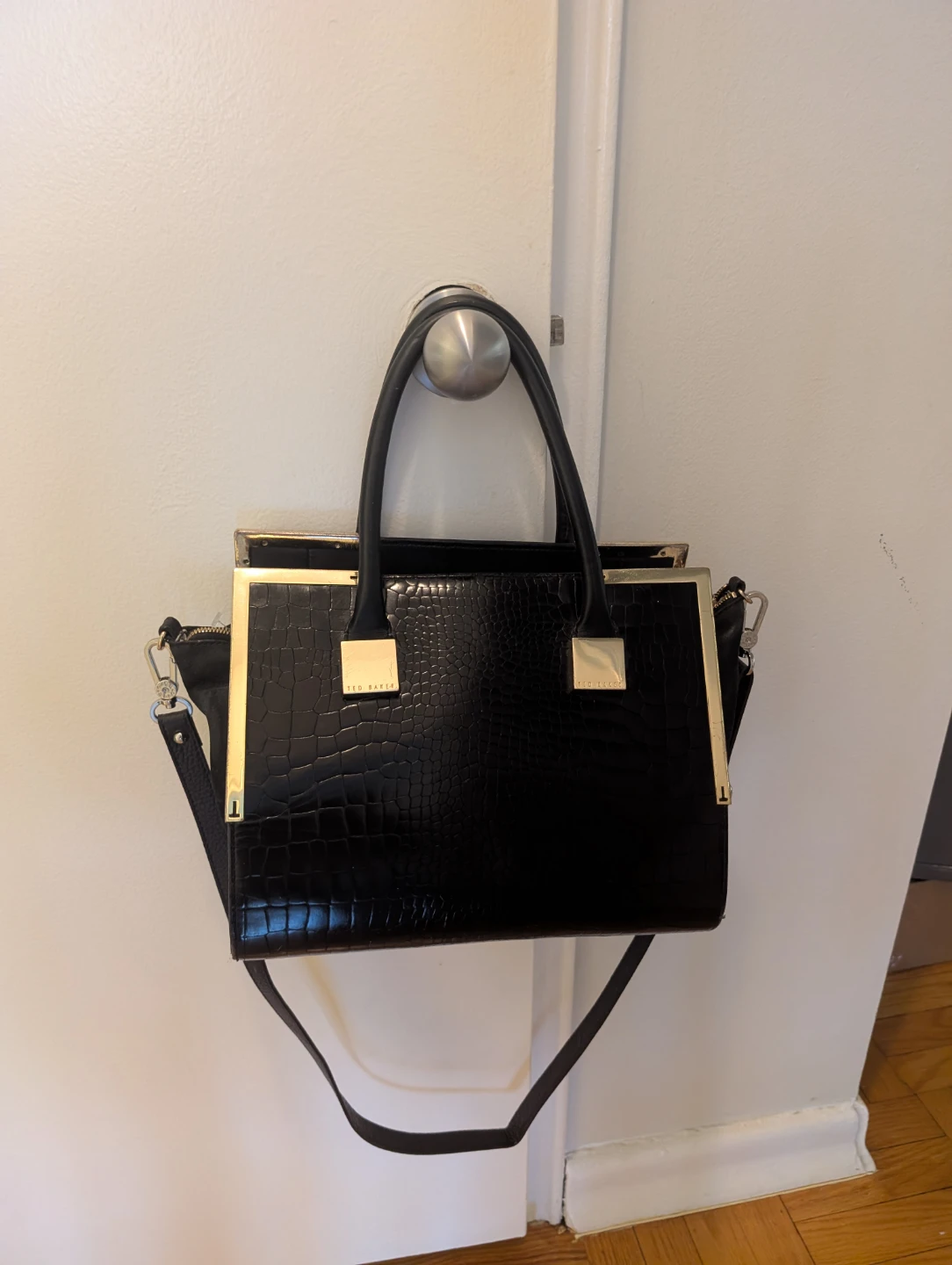 Ted Baker Black Croc Embossed Handbag