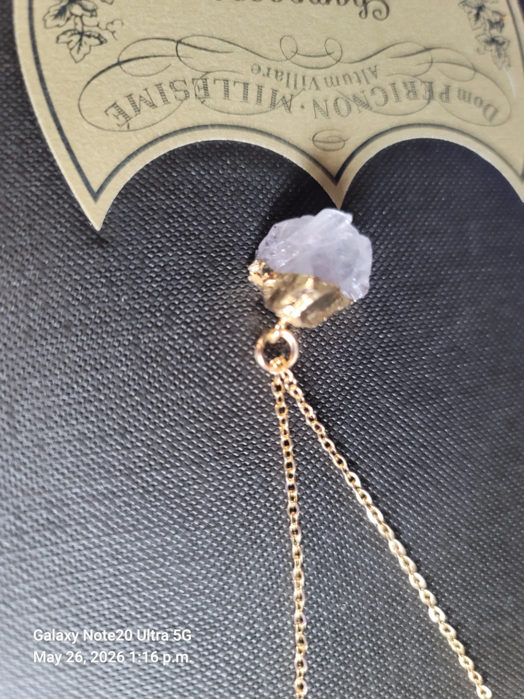 Gold Chain Necklace with Raw Faux Crystal Pendant - photo 4