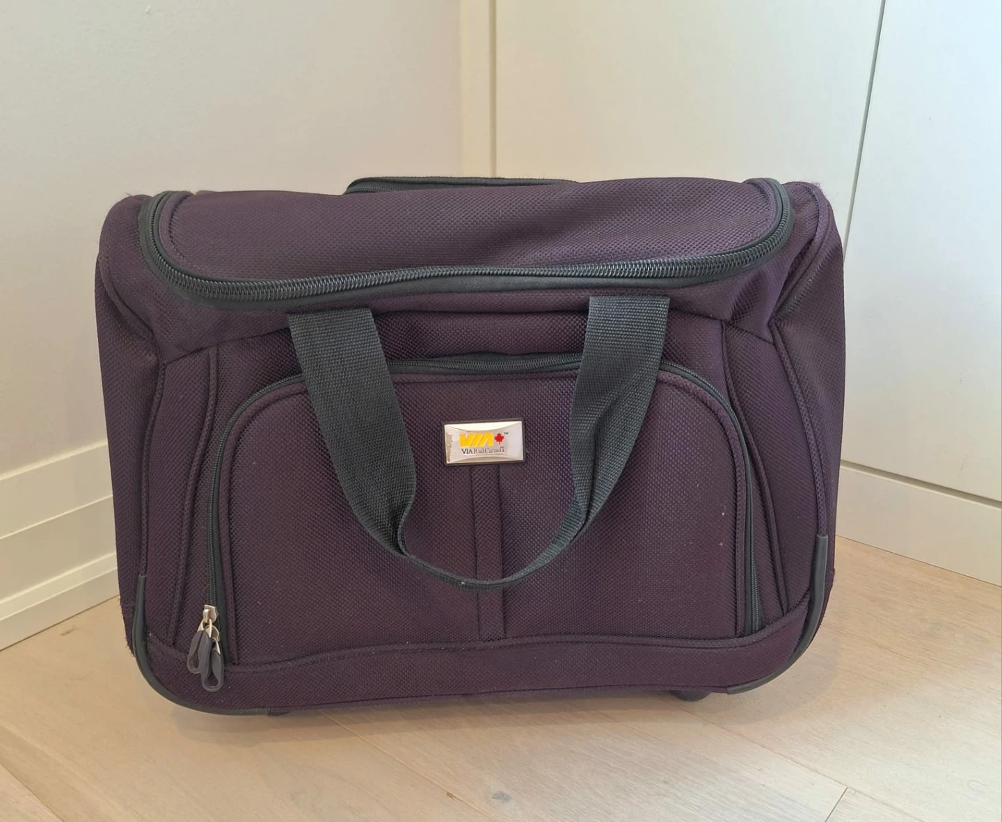 VIA RAIL Purple Carry-On Trolley Bag