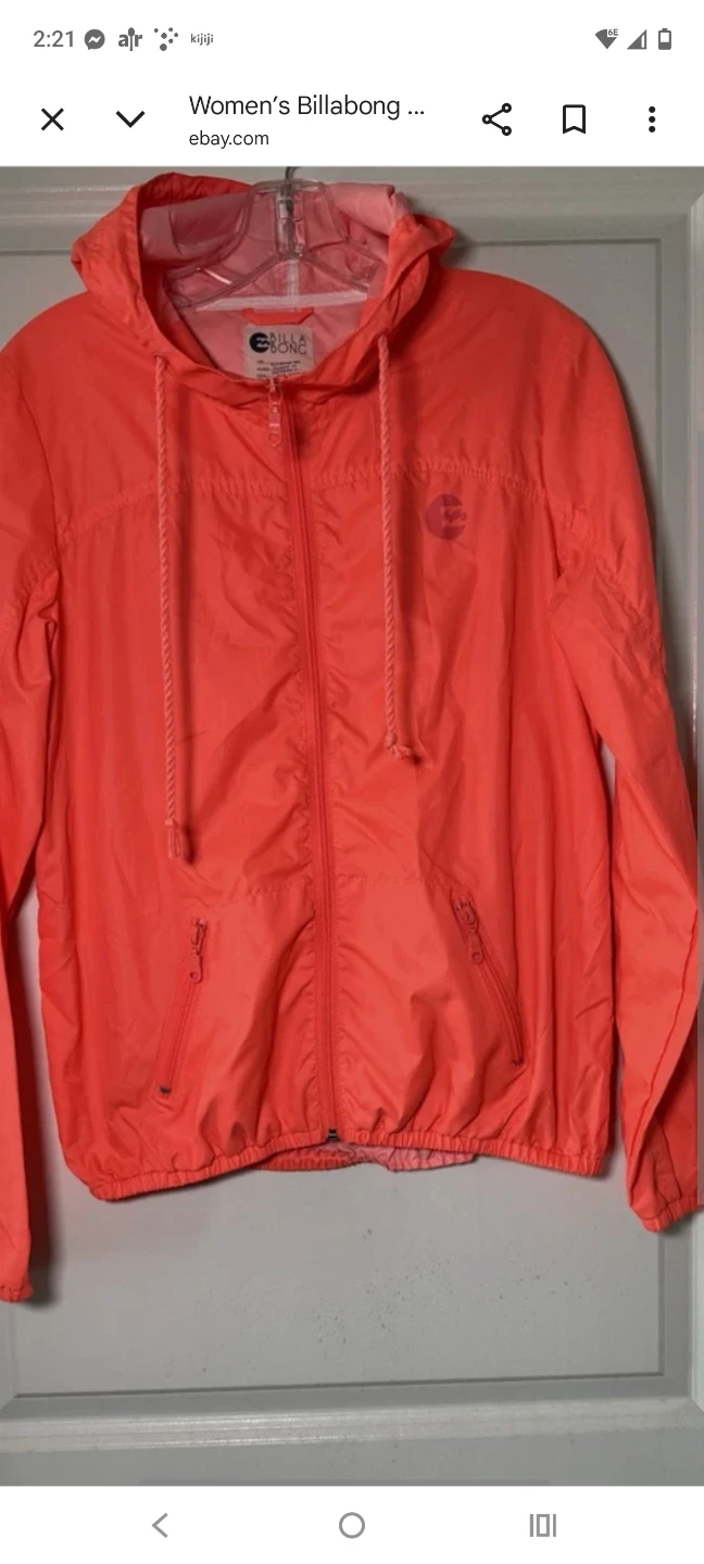 Women's Billabong Windbreaker Jacket - Neon Coral