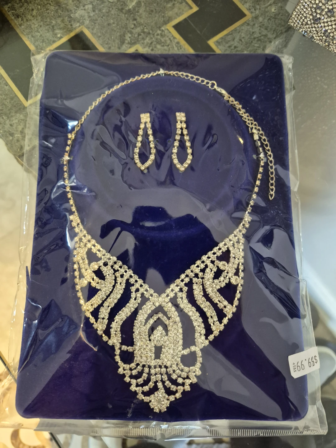 Rhinestone Necklace and Earring Set with Matching Handbag - photo 2