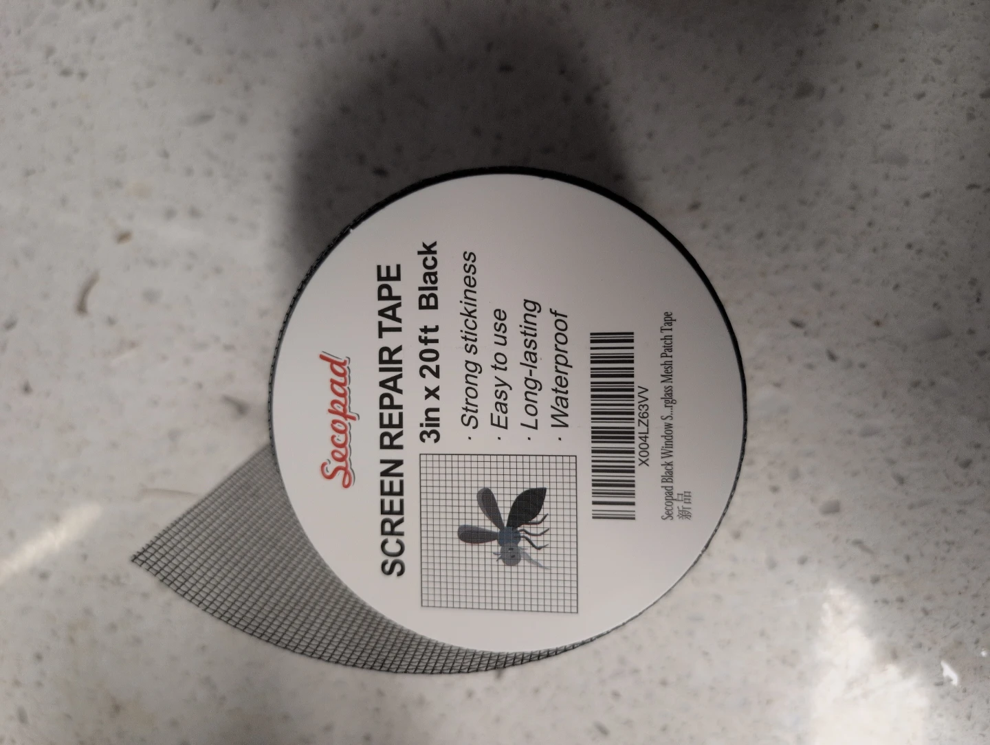 Secopad Screen Repair Tape - 3in x 20ft Black