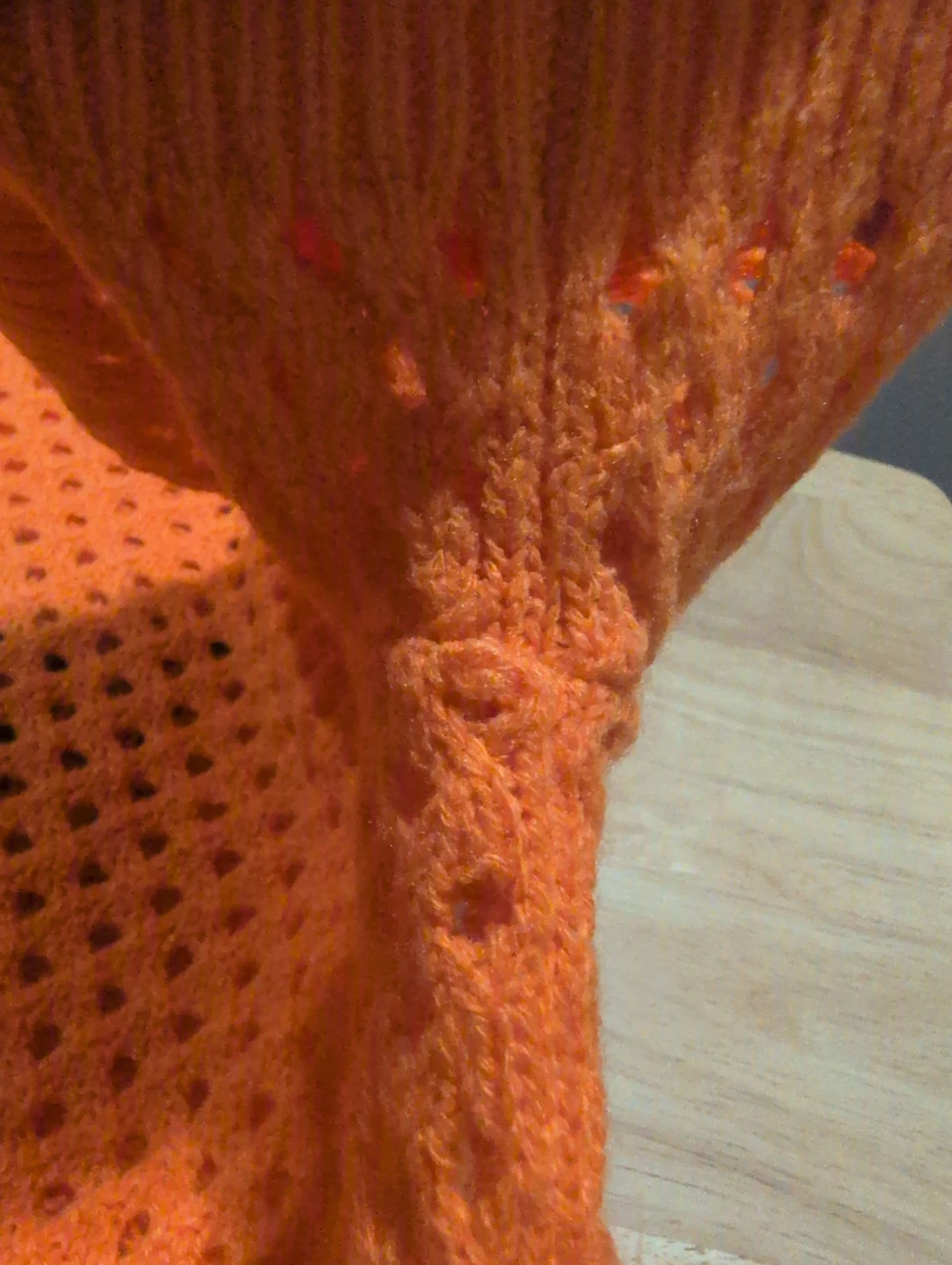 H&M Fanta Orange Crochet Mesh Short Sleeve Knit (Large). - photo 4