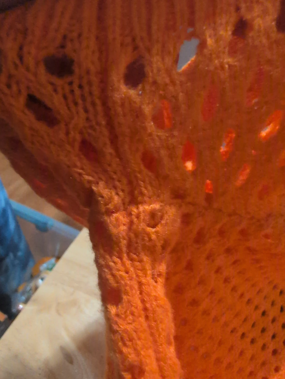 H&M Fanta Orange Crochet Mesh Short Sleeve Knit (Large). - photo 5