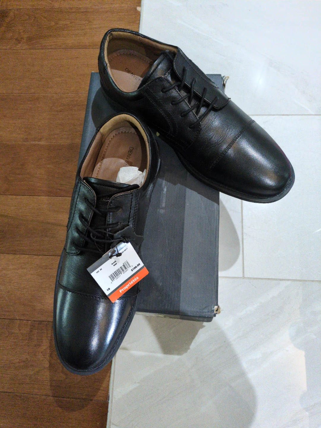 Denver Hayes Men's Black Leather Cap Toe Oxfords size 10
