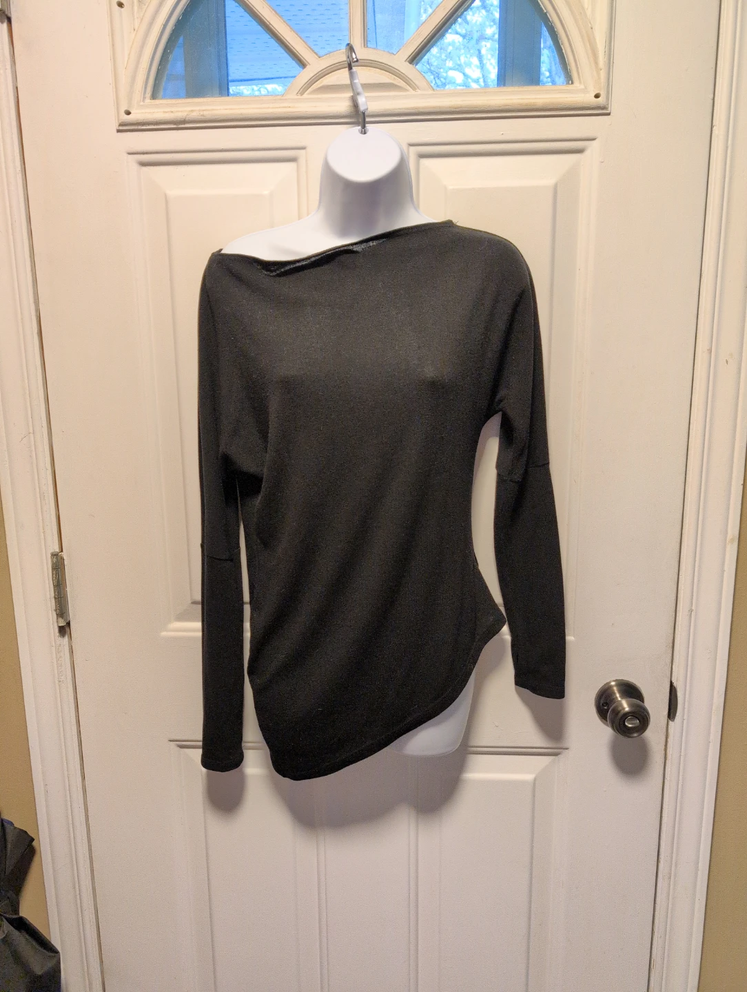Black Asymmetrical Long Sleeve Top