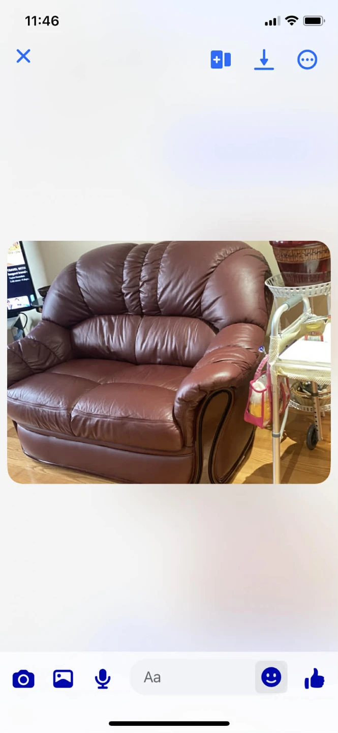 Brown Leather Loveseat and Armchair Set - photo 2