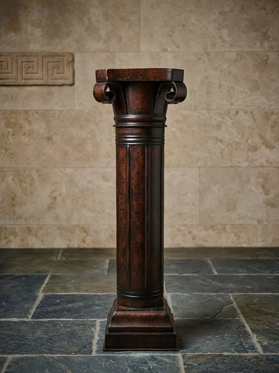 35" Vintage Neoclassical Metal Pedestal Stand / Plant Stand.