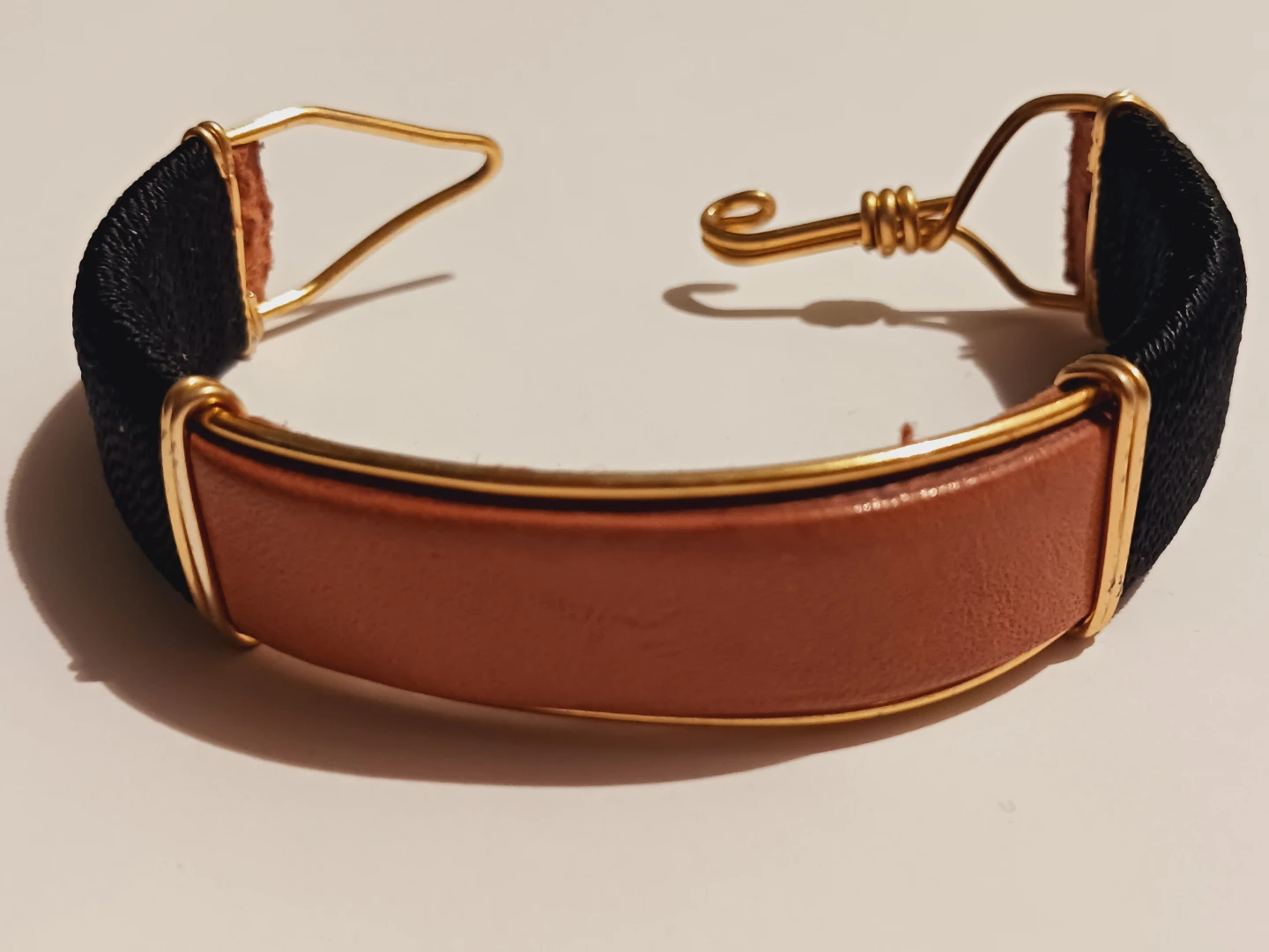 Gold Tone Cuff Bracelet with Brown and Black Accents - photo 4