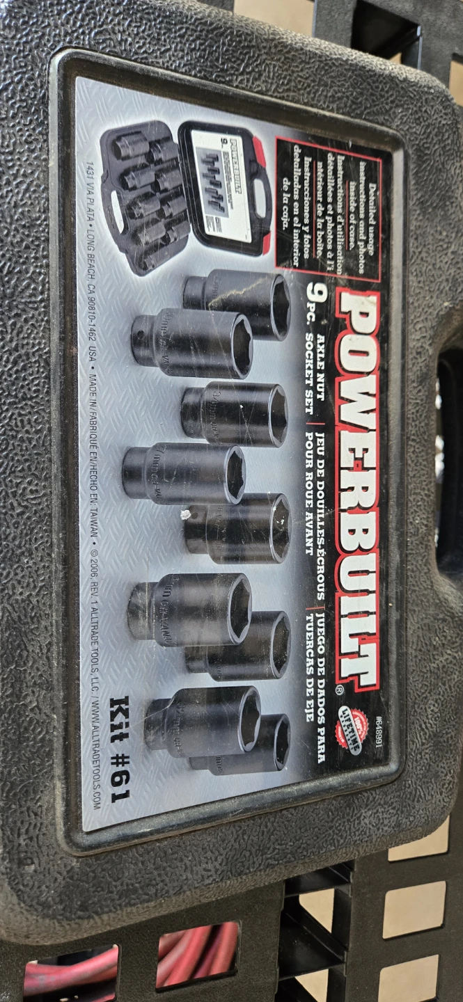 POWERBUILT 9-Pc Axle Nut Socket Set Kit #61