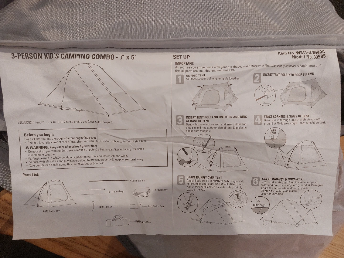 New - Ozark Trail 3-Person Kids Camping Tent Combo - photo 4