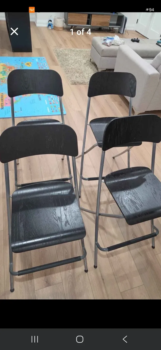 IKEA FRANKLIN Bar Stool with Backrest - Black