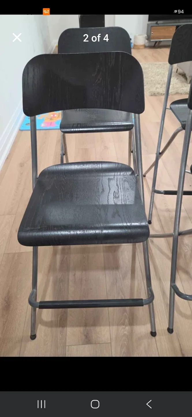 IKEA FRANKLIN Bar Stool with Backrest - Black - photo 2
