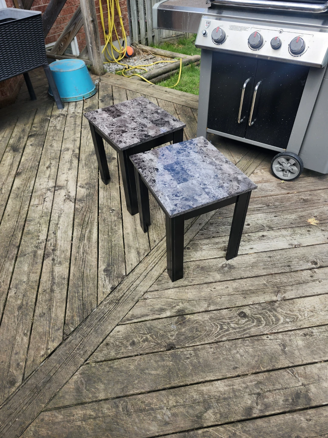 Set of 2 Marble-look Top Side Tables - photo 2
