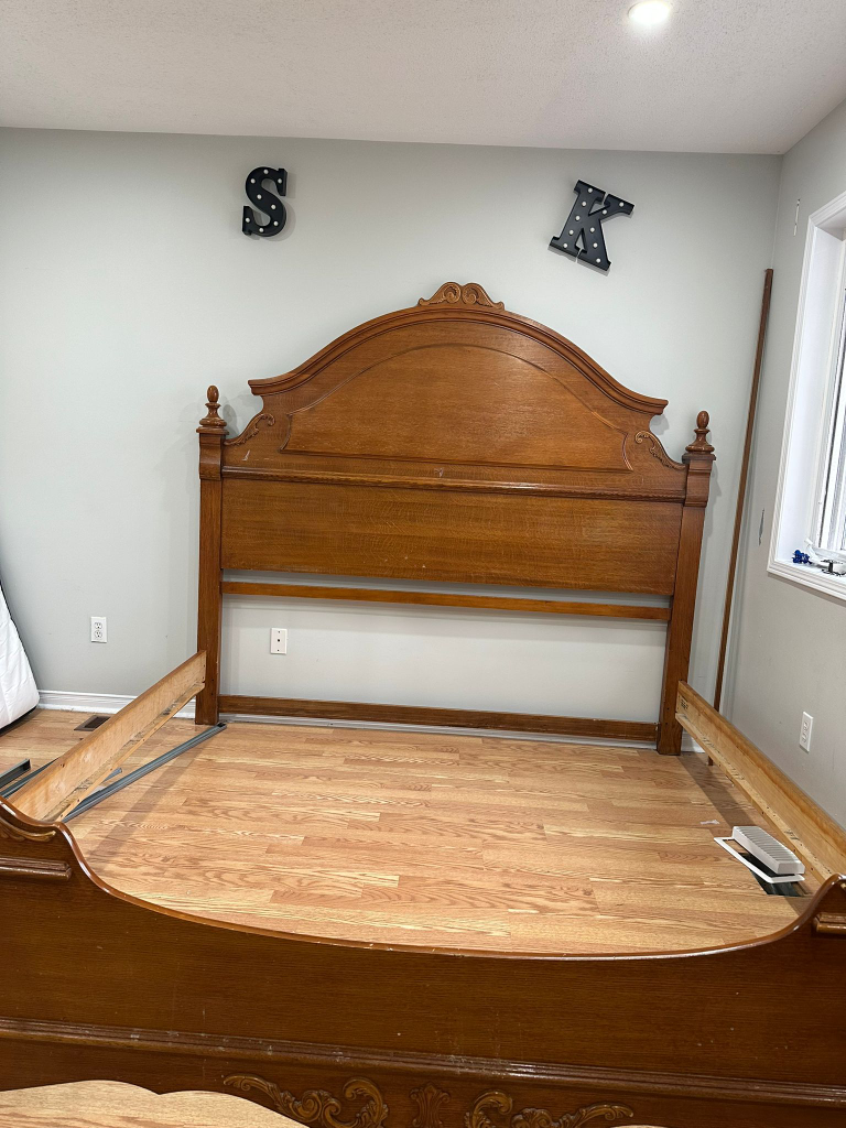 Wooden King Bed Frame with Headboard - photo 2