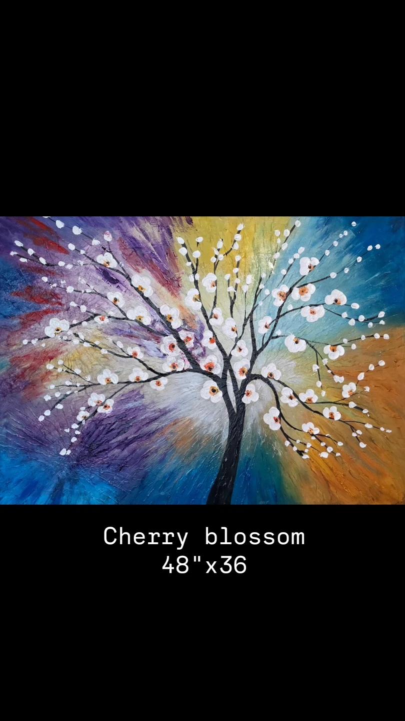 Original hand-painted painting by local artist Cherry blossom