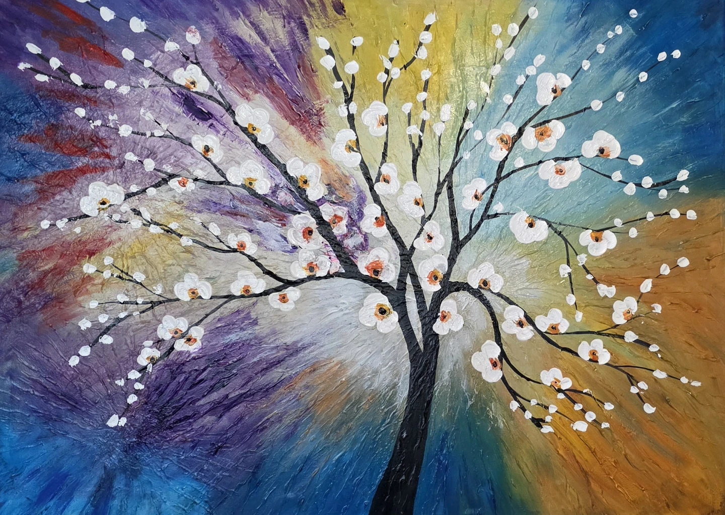 Original hand-painted painting by local artist Cherry blossom - photo 2