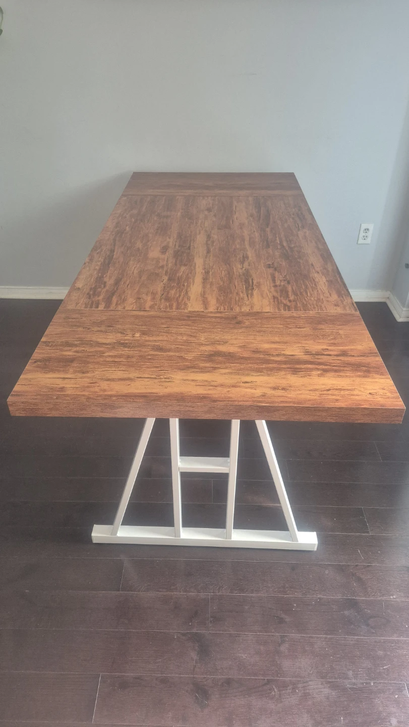 Wooden Dining Table with Metal Base