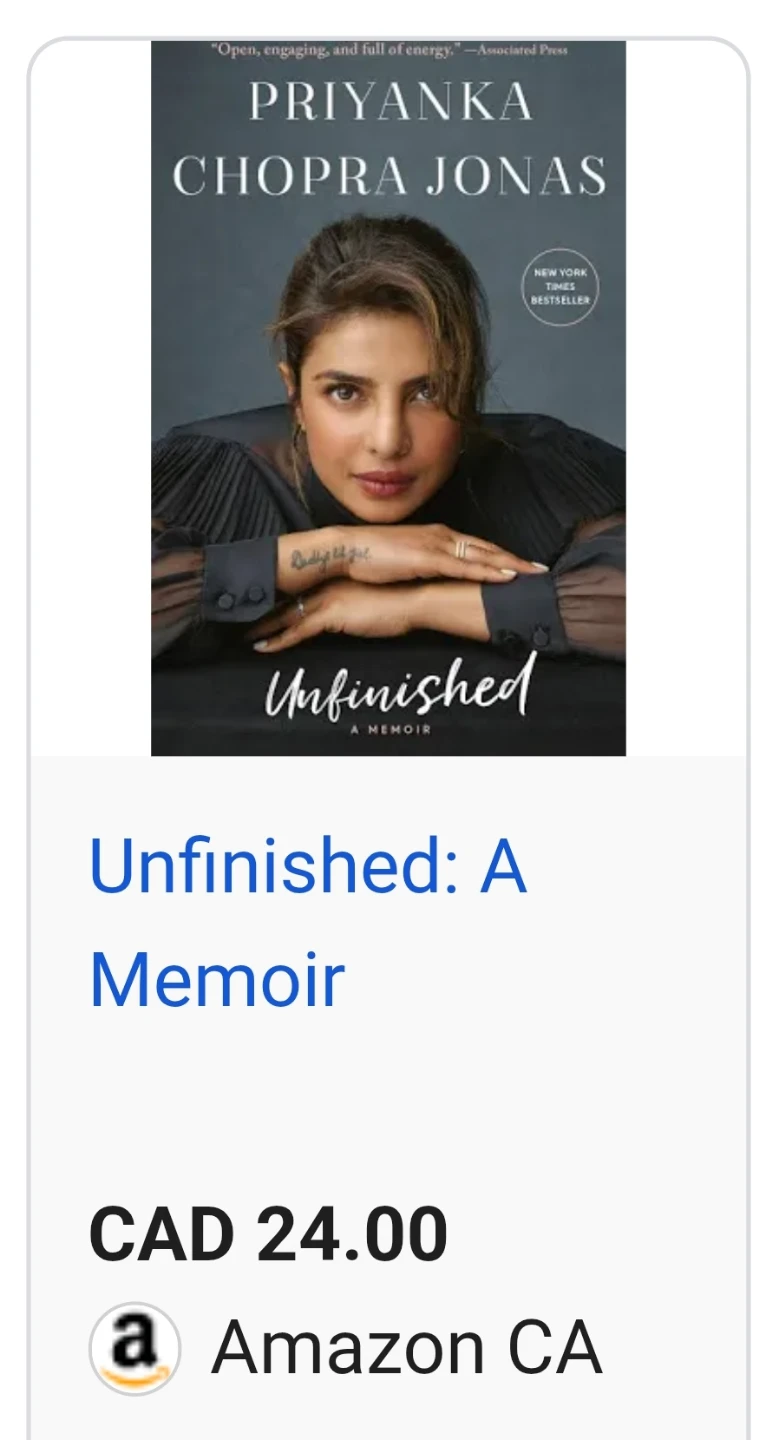 Unfinished: A Memoir by Priyanka Chopra Jonas