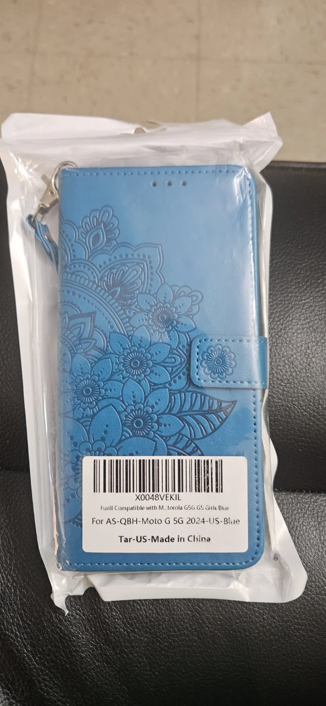 Blue Mandala Wallet Flip Phone Case for Moto G 5G 2024