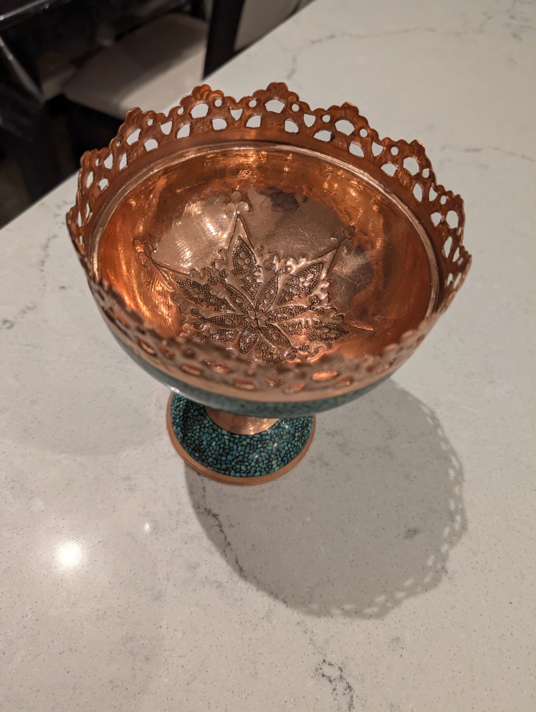 Copper and Turquoise Decorative Bowl/ serving