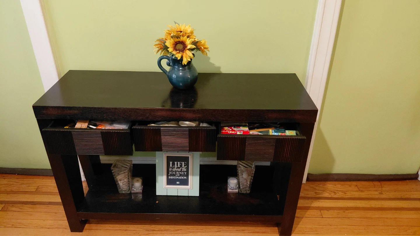 Dark Wood Console Table with Drawers - photo 4