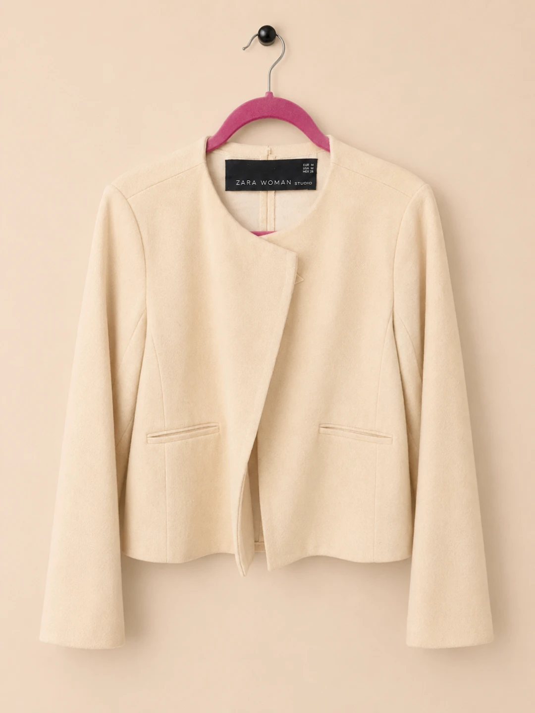 Zara Woman Studio Beige Cropped Blazer Jacket