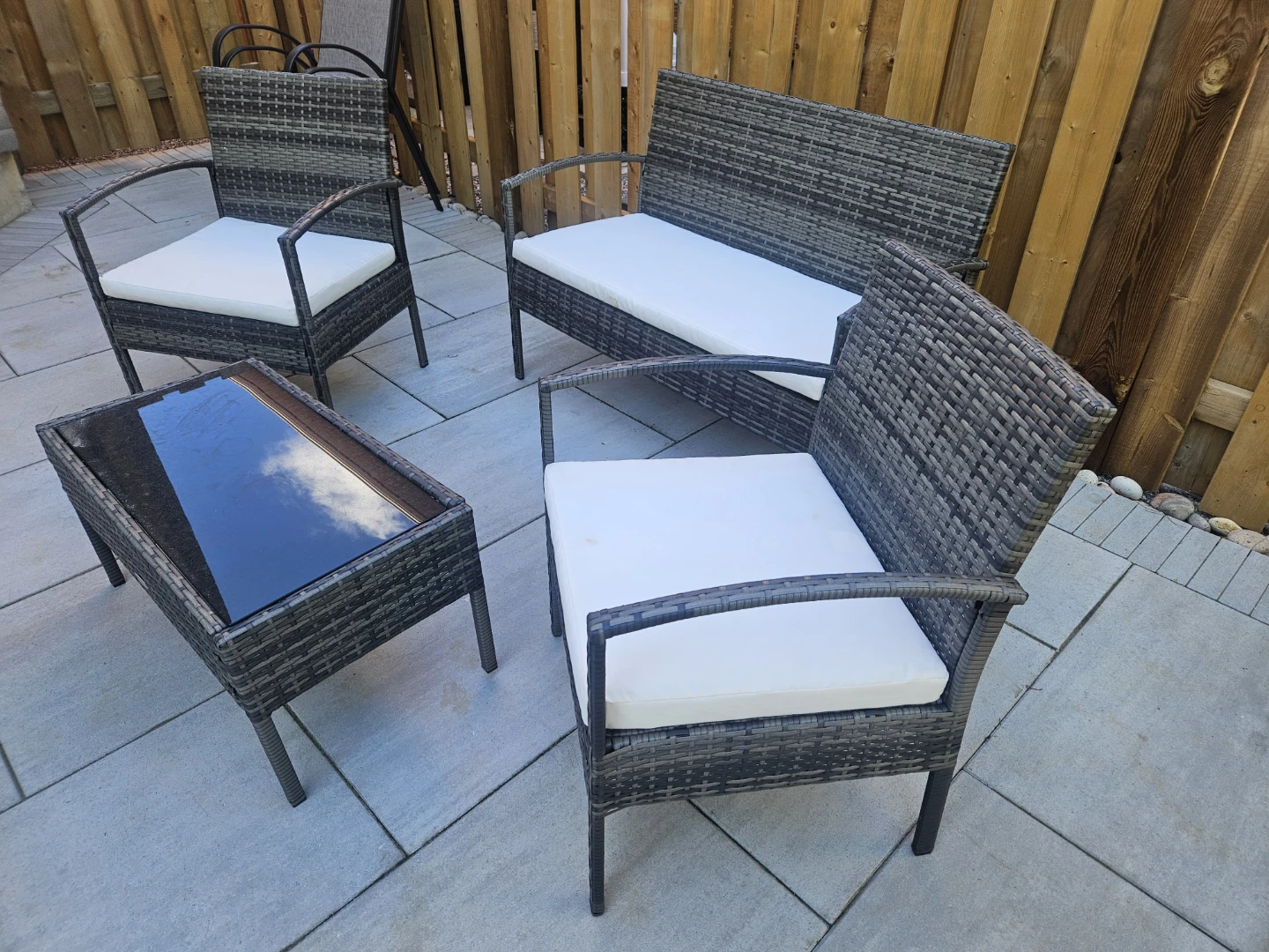 Rattan Patio Set - 2 Chairs, Loveseat & Coffee Table - photo 3