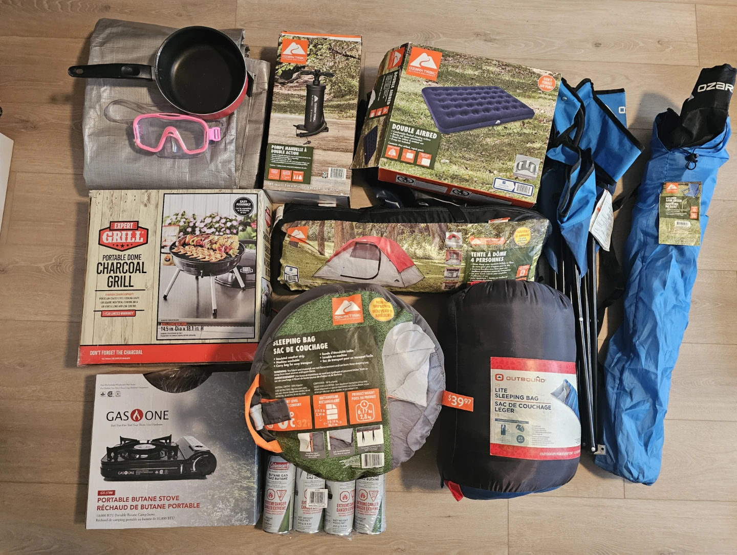 Camping Gear Lot: Portable Grill, Stove, Tent, Sleeping Bags