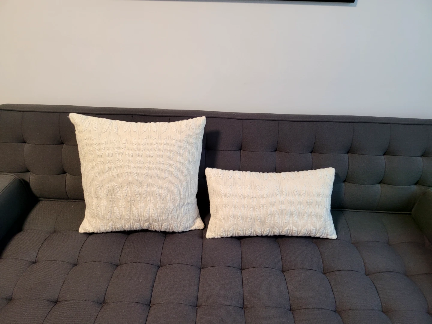 West Elm Set of 2 Cream Textured Throw Pillows