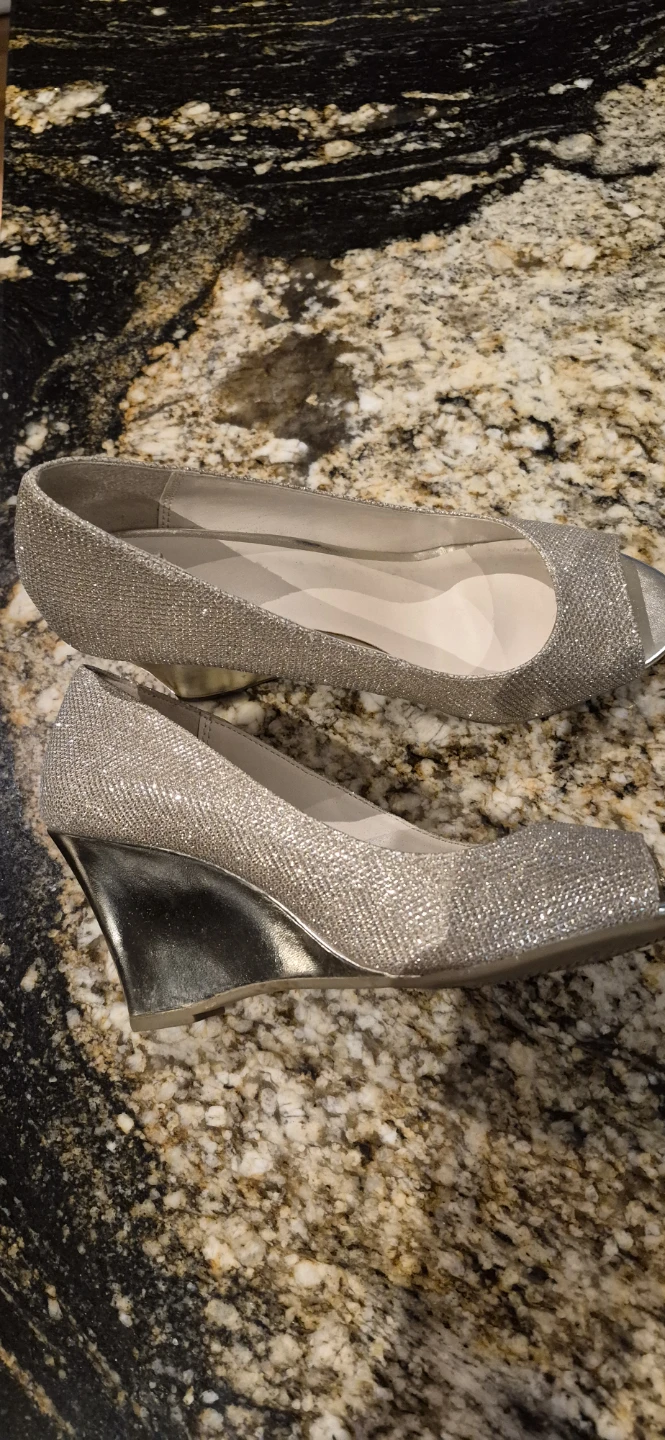 Simply Elle Glitter Peep Toe Wedge Heels - photo 2