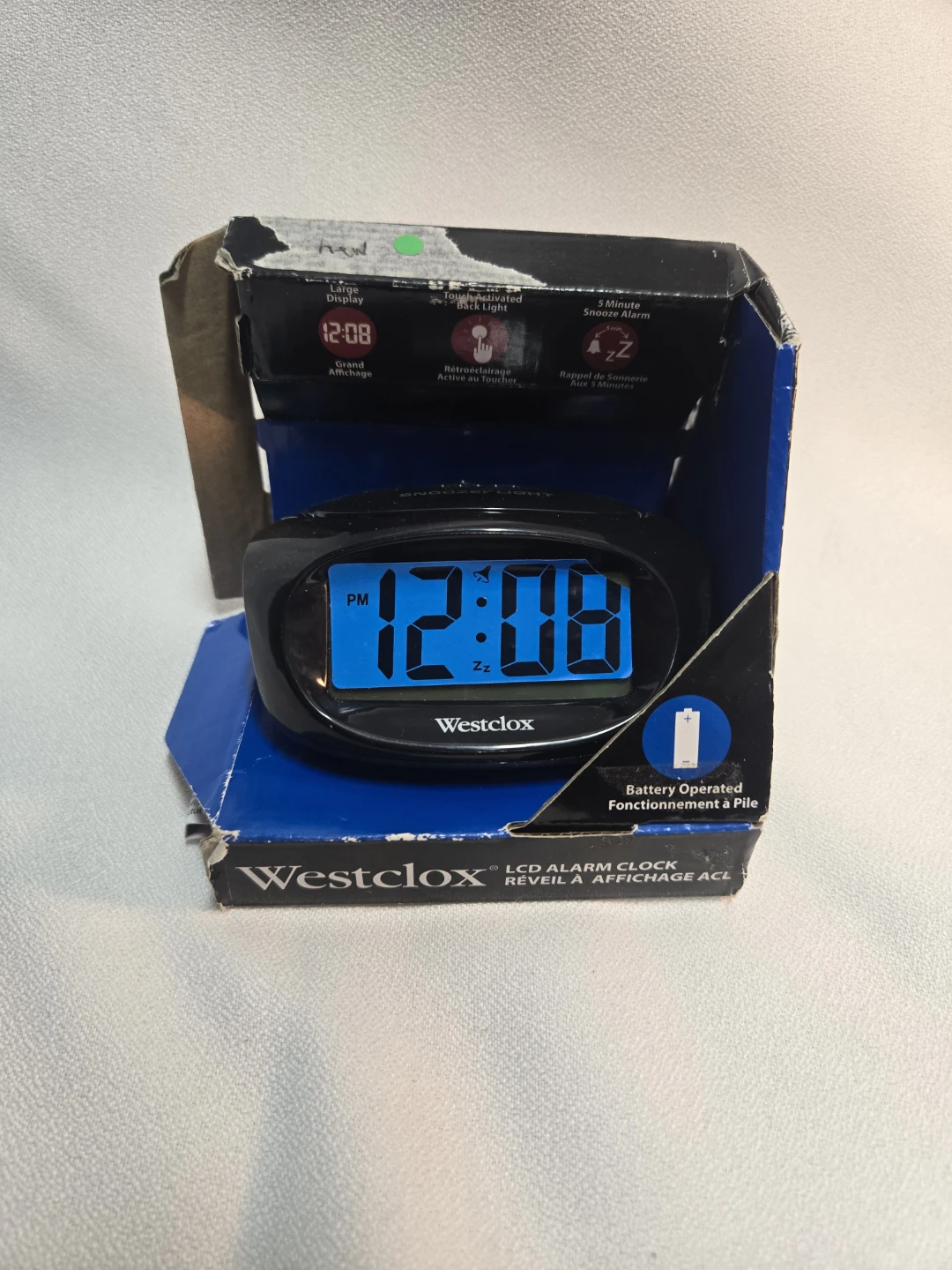 Westclox LCD Alarm Clock with Blue Backlight