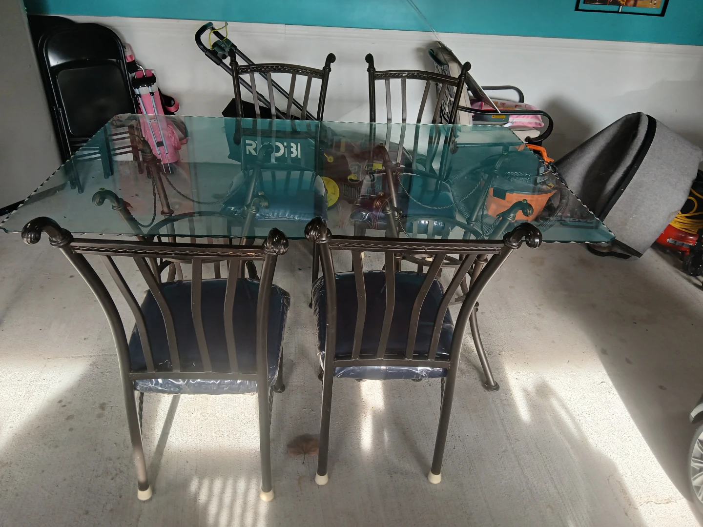 Glass Top Dining Table with 4 Chairs