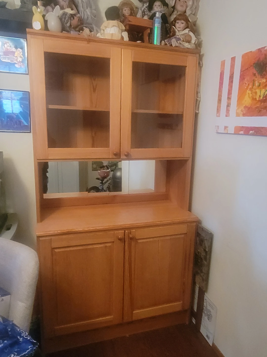 Wooden Cabinet with Glass Doors