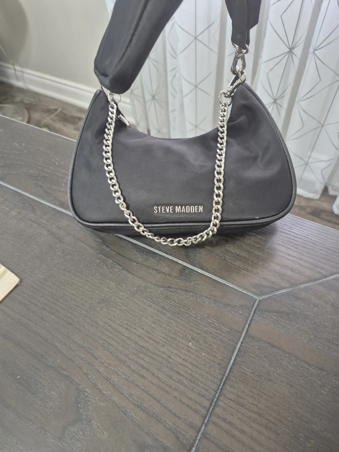 Steve Madden Black Nylon Shoulder Bag with Pouch