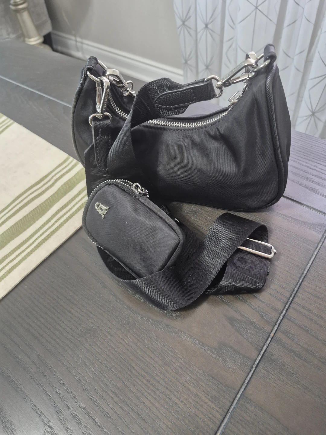 Steve Madden Black Nylon Shoulder Bag with Pouch - photo 3
