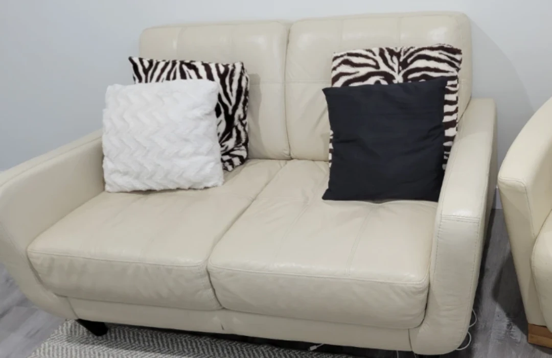 Cream (two seater) Leather Loveseat