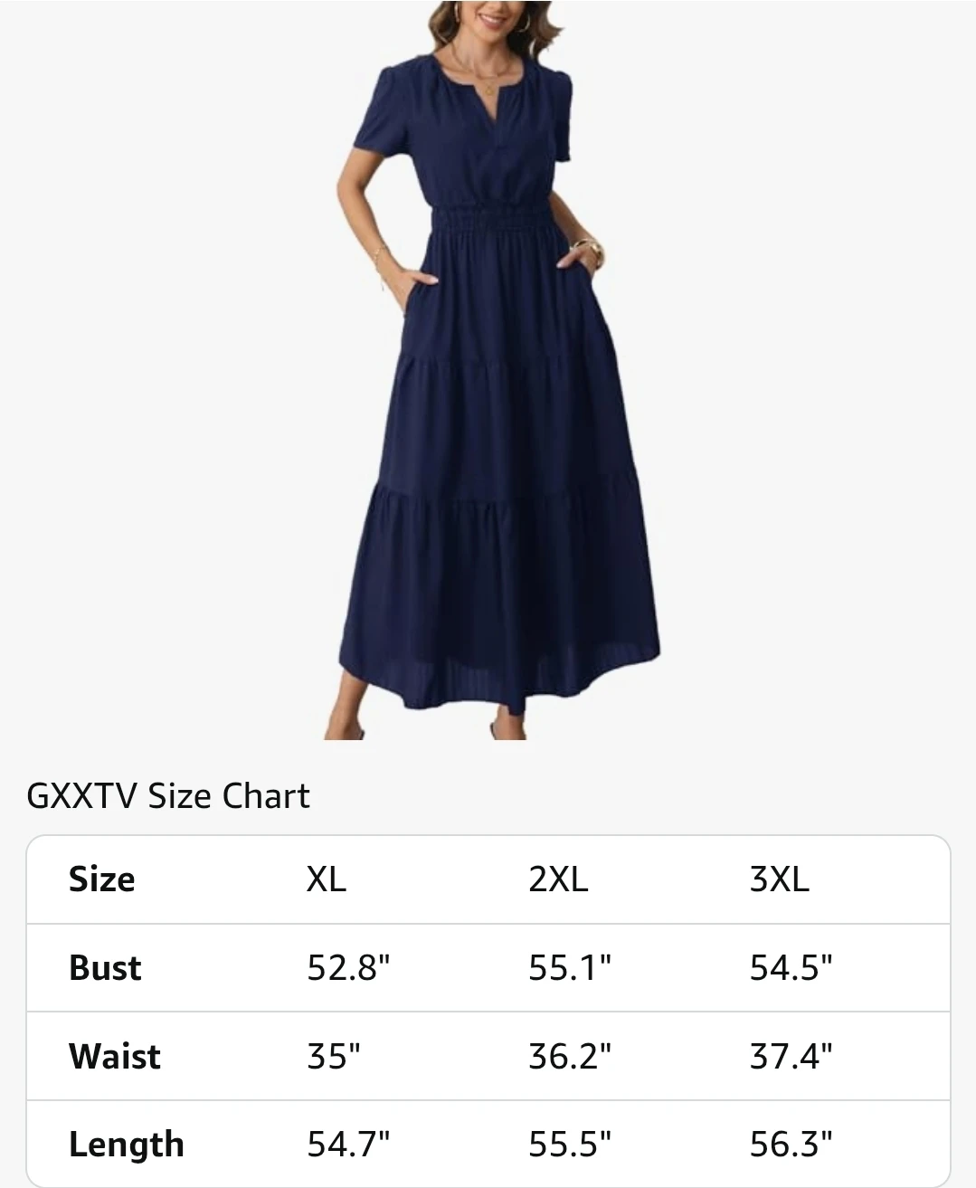 *NEW* Navy Blue Tiered Maxi Dress with Short Sleeves - photo 5