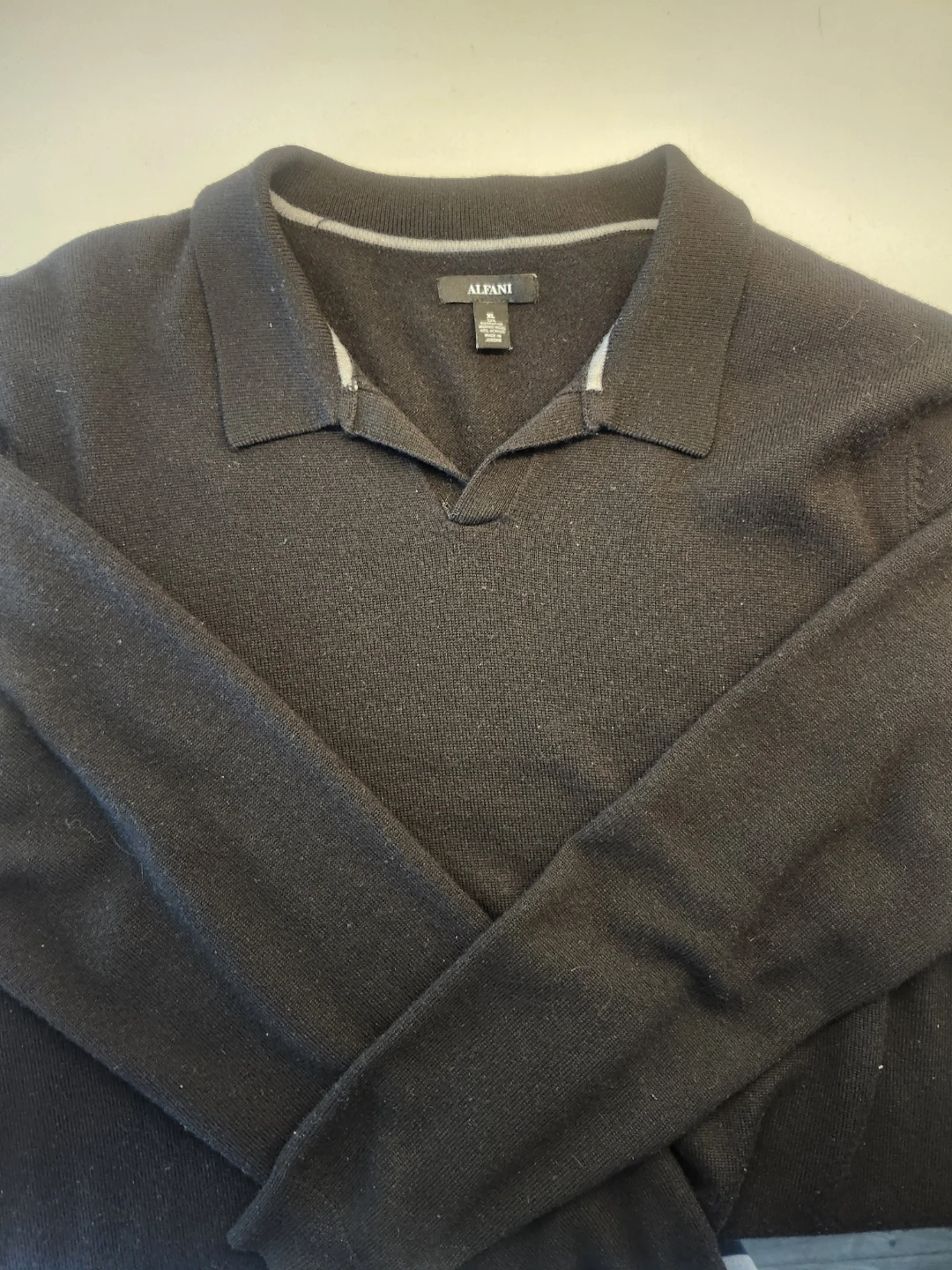 Alfani Men's Black Long Sleeve Polo Sweater XL