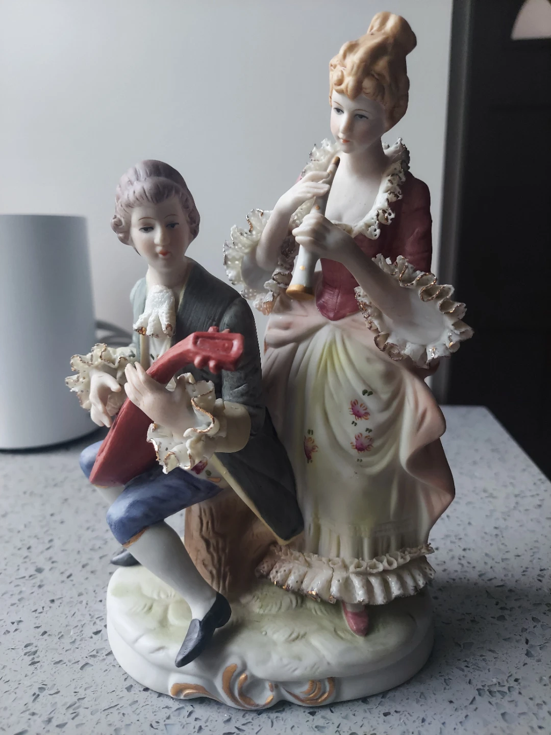 Porcelain Figurine Couple Playing Music