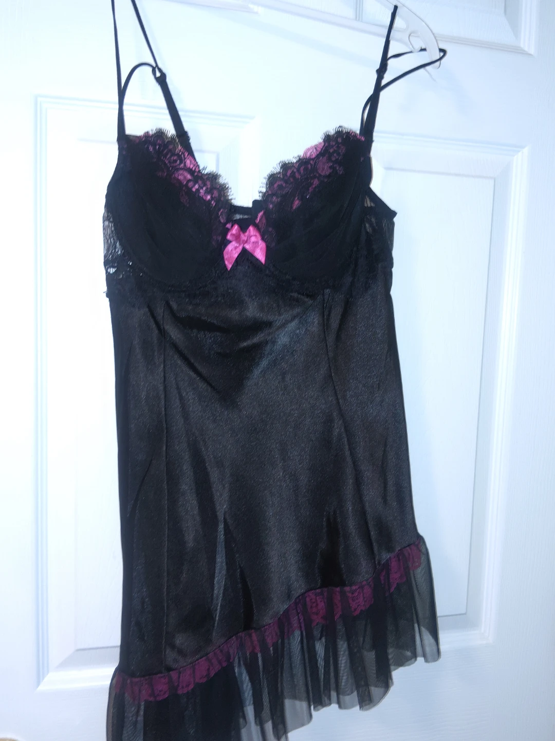Black Lace Trim Babydoll Lingerie BRAND NEW