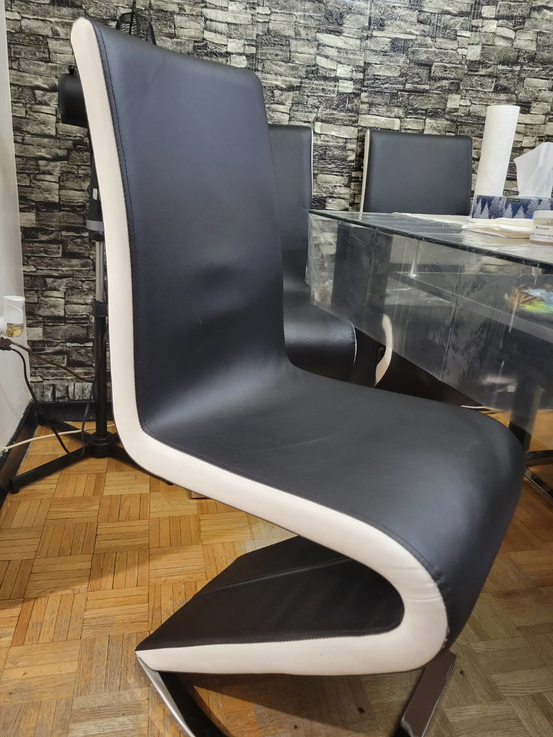 Modern Glass Black Dining Table and Coffee Table With 6 Chairs - photo 2
