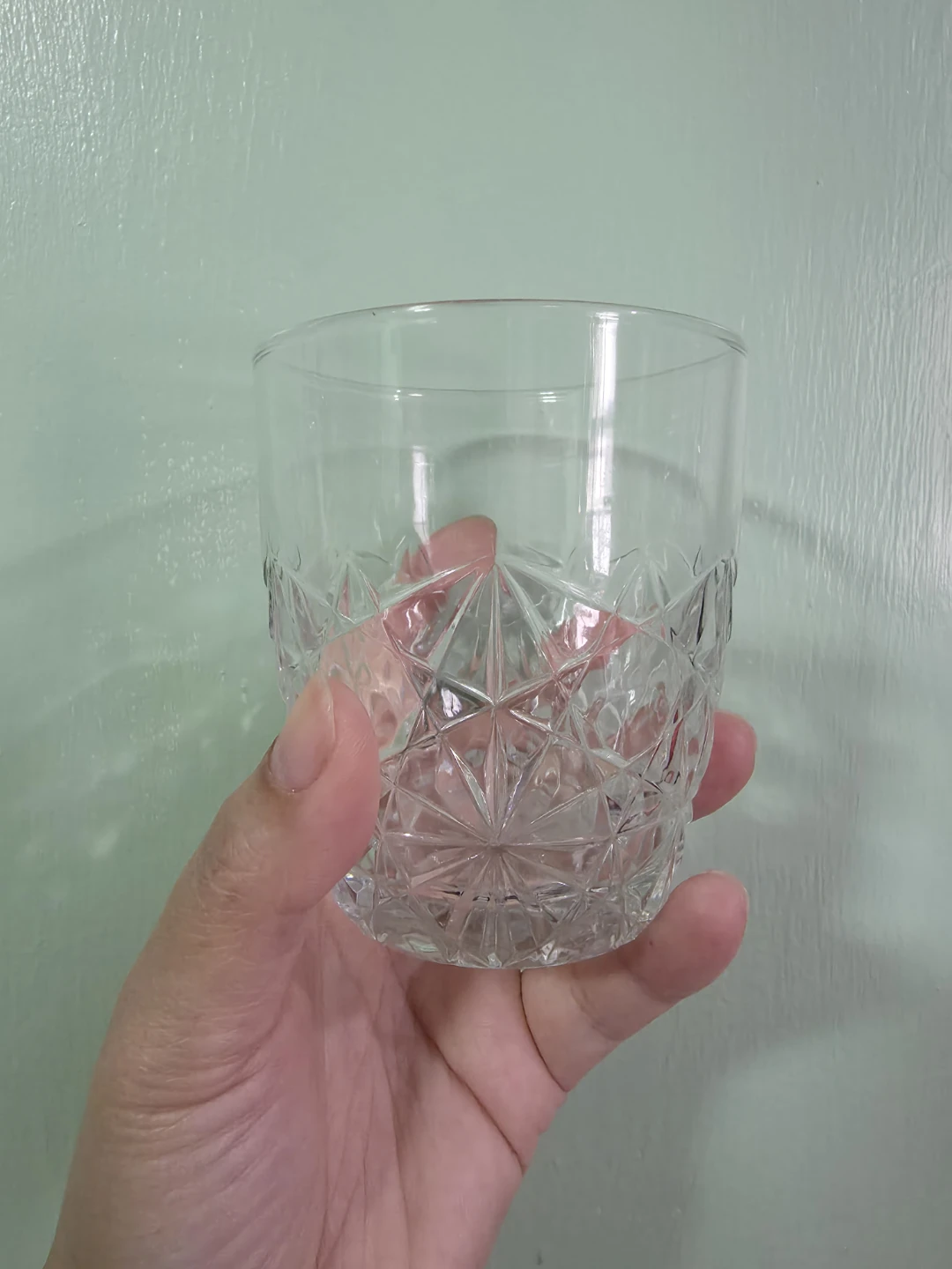 Clear Glass Tumbler with Geometric Pattern