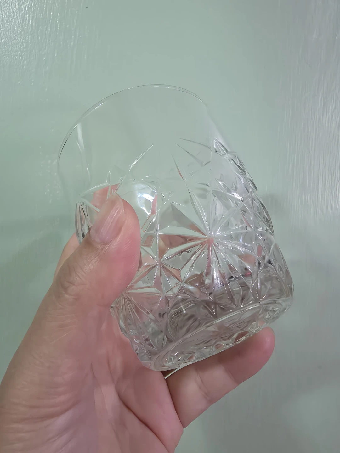 Clear Glass Tumbler with Geometric Pattern - photo 2