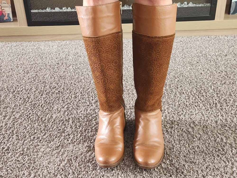 Brown Leather and Suede Tall Boots