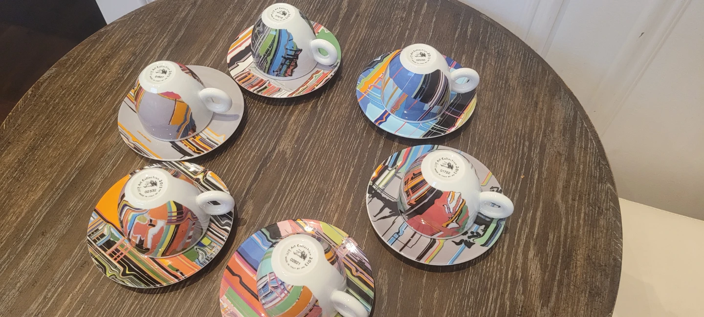 Set of 6 Espresso Cups and Saucers