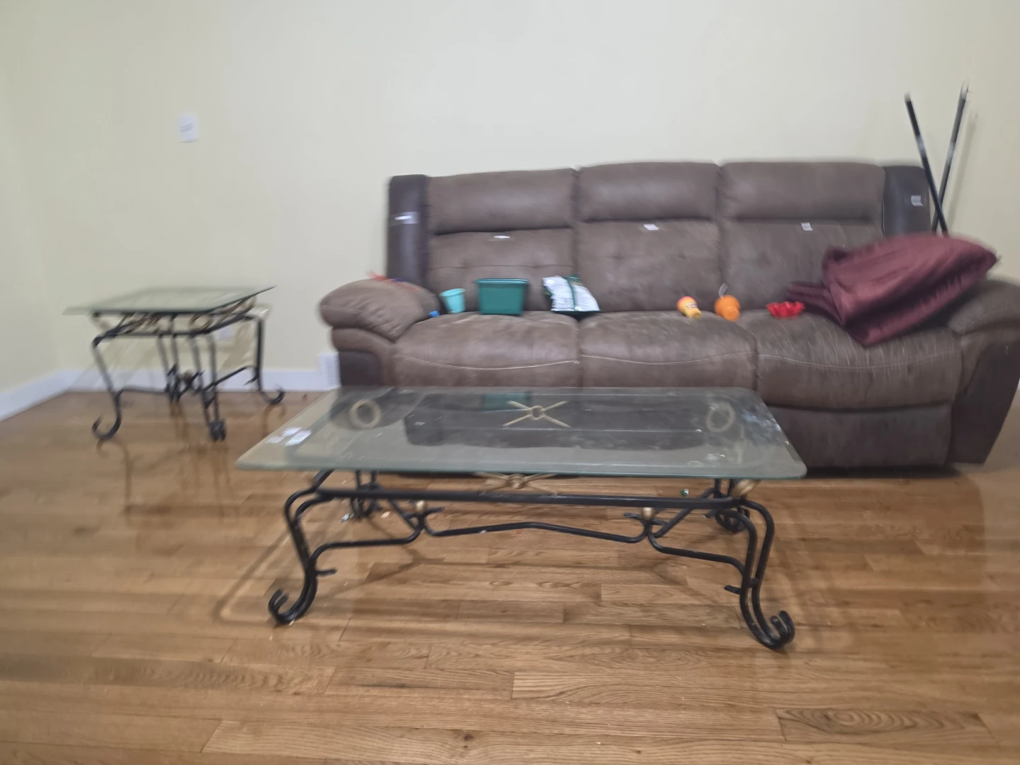 Glass Top Coffee Table with Ornate Metal Base