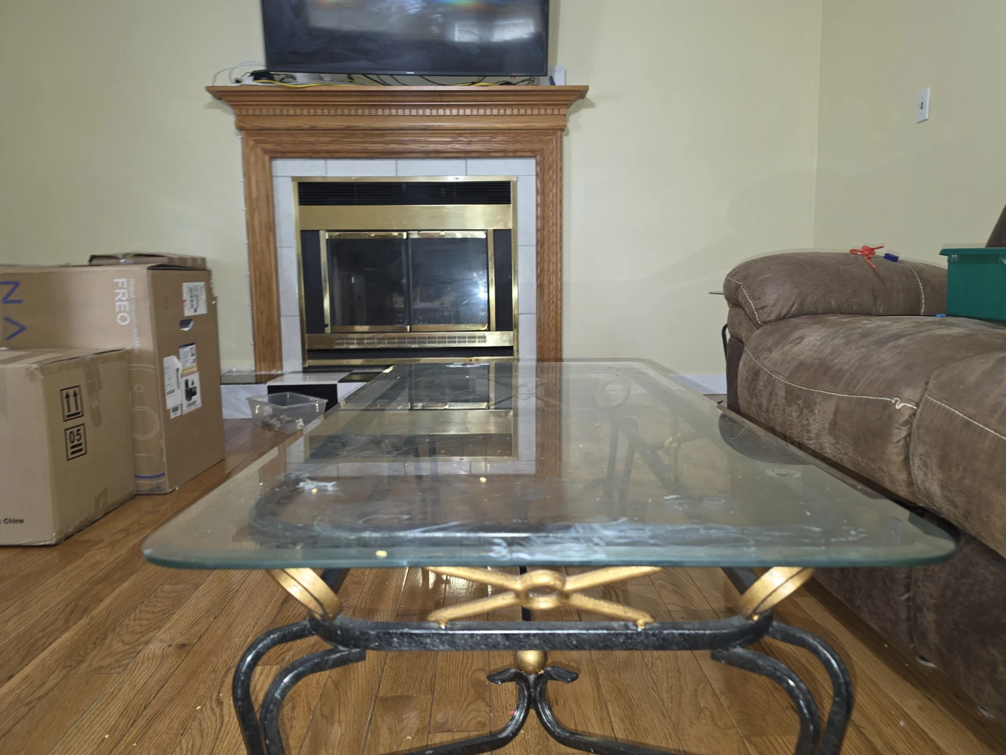 Glass Top Coffee Table with Ornate Metal Base - photo 2
