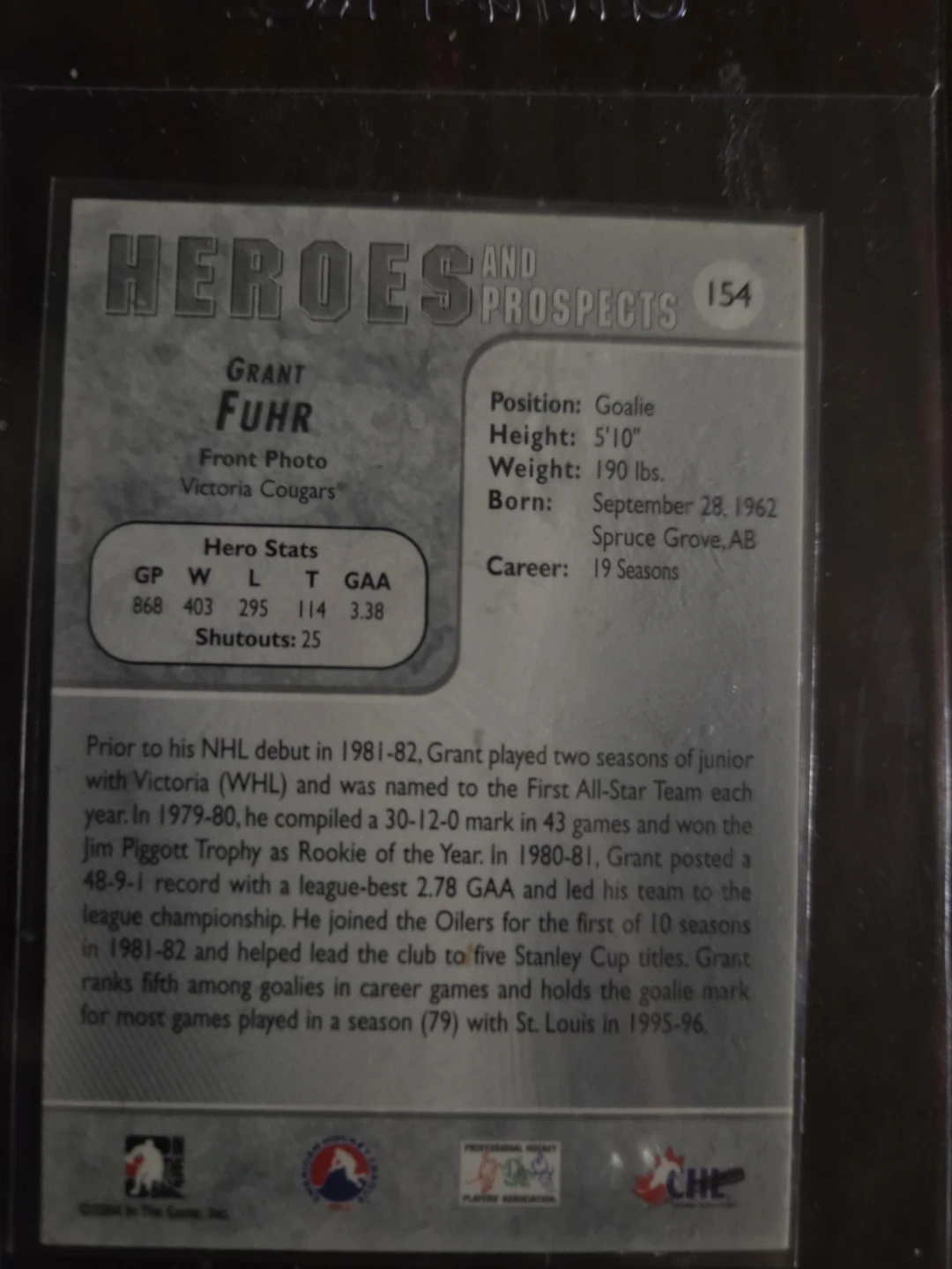 Grant Fuhr Heroes and Prospects Hockey Card - photo 2